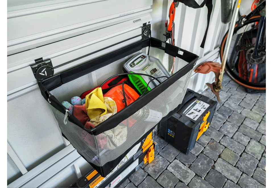 GARDEON® Gartenhaus mit sicherer Garagentür und Überdachung