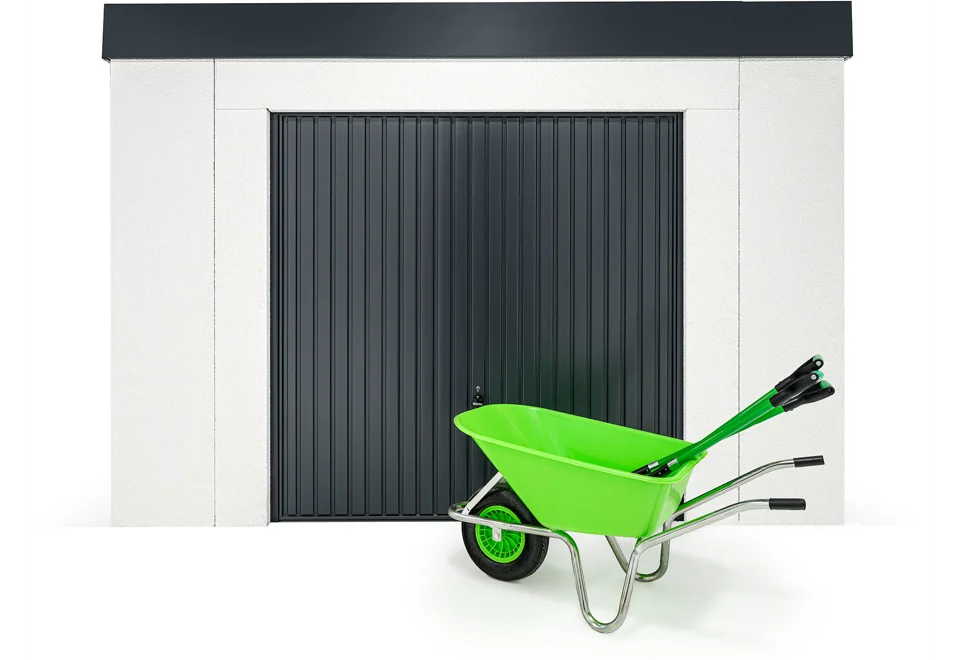 GARDEON® Gartenhaus mit sicherer Garagentür von Hörmann
