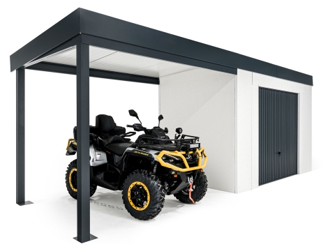GARDEON® Gartenhaus mit sicherer Garagentür von Hörmann