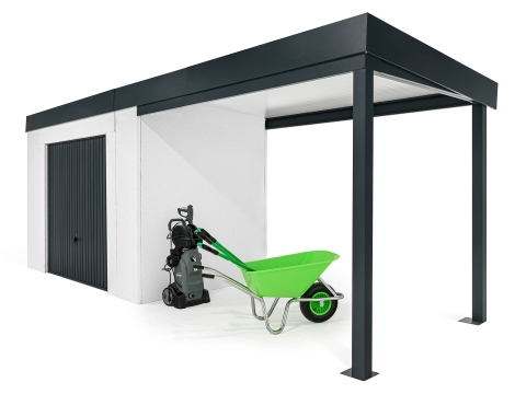 GARDEON® Gartenhaus mit sicherer Garagentür von Hörmann