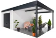 GARDEON® Gartenhaus mit sicherer Garagentür von Hörmann und überdachtem Bereich