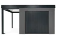 GARDEON® Gartenhaus mit sicherer Garagentür von Hörmann und überdachtem Bereich