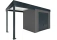 GARDEON® Gartenhaus mit sicherer Garagentür von Hörmann und überdachtem Bereich