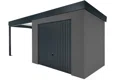GARDEON® Gartenhaus mit sicherer Garagentür von Hörmann und überdachtem Bereich
