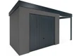 GARDEON® Gartenhaus mit sicherer Garagentür von Hörmann und überdachtem Bereich