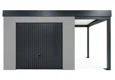 GARDEON® Gartenhaus mit sicherer Garagentür von Hörmann und überdachtem Bereich