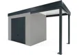 GARDEON® Gartenhaus mit sicherer Garagentür von Hörmann und überdachtem Bereich