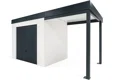 GARDEON® Gartenhaus mit sicherer Garagentür von Hörmann und überdachtem Bereich