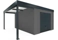 GARDEON® Gartenhaus mit sicherer Garagentür von Hörmann und überdachtem Bereich