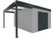 GARDEON® Gartenhaus mit sicherer Garagentür von Hörmann und überdachtem Bereich