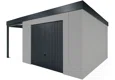 GARDEON® Gartenhaus mit sicherer Garagentür von Hörmann und überdachtem Bereich