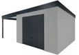 GARDEON® Gartenhaus mit sicherer Garagentür von Hörmann und überdachtem Bereich
