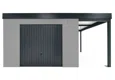 GARDEON® Gartenhaus mit sicherer Garagentür von Hörmann und überdachtem Bereich