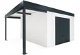 GARDEON® Gartenhaus mit sicherer Garagentür von Hörmann und überdachtem Bereich