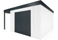 GARDEON® Gartenhaus mit sicherer Garagentür von Hörmann und überdachtem Bereich
