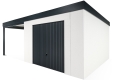 GARDEON® Gartenhaus mit sicherer Garagentür von Hörmann und überdachtem Bereich