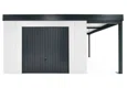 GARDEON® Gartenhaus mit sicherer Garagentür von Hörmann und überdachtem Bereich