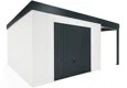 GARDEON® Gartenhaus mit sicherer Garagentür von Hörmann und überdachtem Bereich