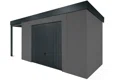 GARDEON® Gartenhaus mit sicherer Garagentür von Hörmann und überdachtem Bereich
