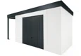 GARDEON® Gartenhaus mit sicherer Garagentür von Hörmann und überdachtem Bereich