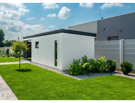 GARDEON® Gartenhaus mit Tür, Fenster, Lichtband und Überdachung