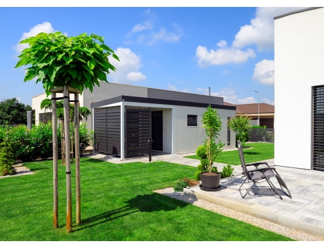 GARDEON® Gartenhaus mit Tür, Fenster, Lichtband und Überdachung
