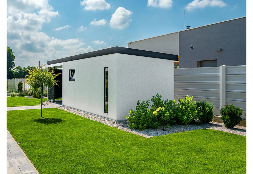 GARDEON® Gartenhaus mit Tür, Fenster, Lichtband und Überdachung