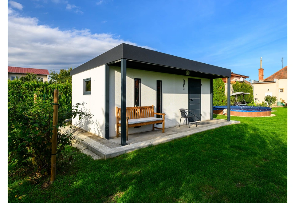 GARDEON® Gartenhaus mit Tür, Fenster, Lichtbänder und Überdachung