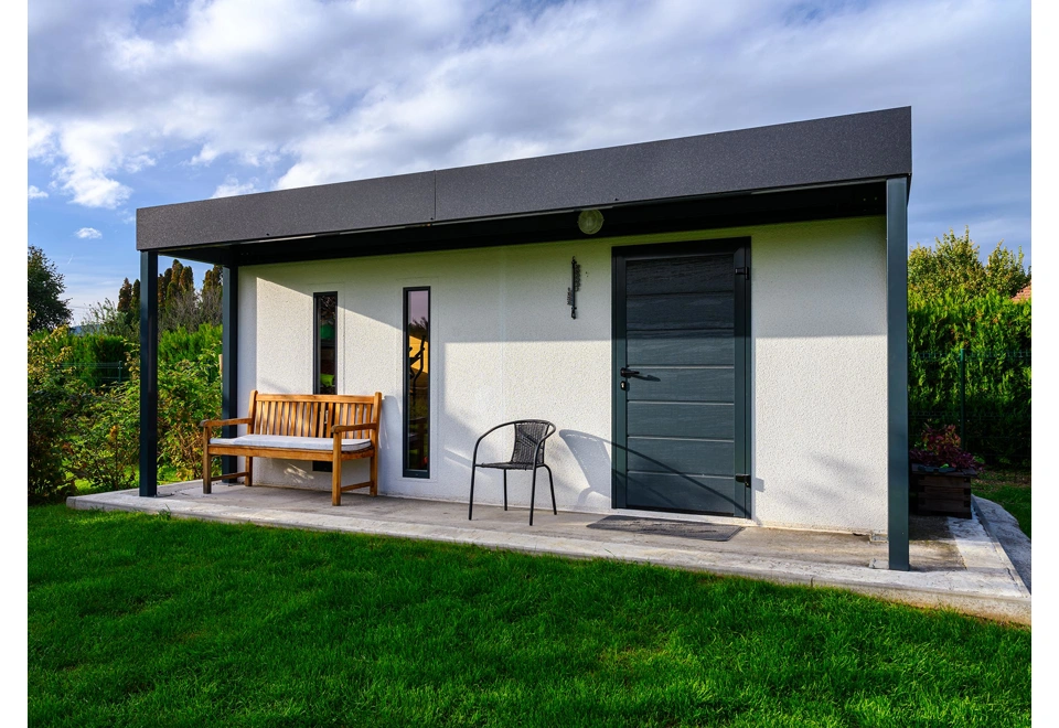 GARDEON® Gartenhaus mit Tür, Fenster, Lichtbänder und Überdachung