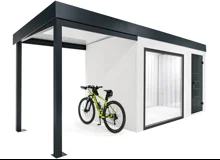 GARDEON® Gartenhaus mit Tür, sicherer Garagentor von Hörmann und überdachtem Bereich