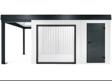 GARDEON® Gartenhaus mit Tür, sicherer Garagentor von Hörmann und überdachtem Bereich