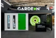 GARDEON® Gartenhaus mit zwei Türen, Fenster, zwei Lichtbänder und überdachtem Bereich