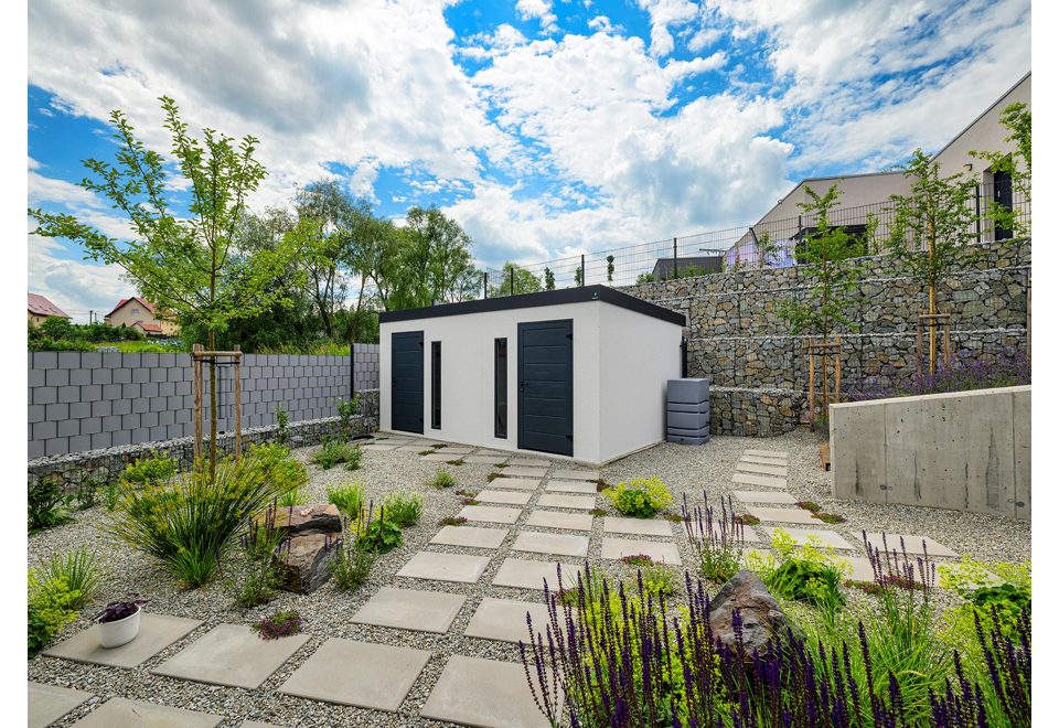 GARDEON® Gartenhaus mit zwei Türen und zwei Lichtbänder