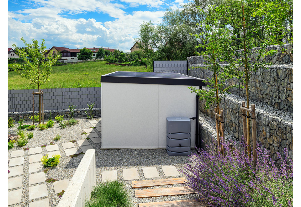 GARDEON® Gartenhaus mit zwei Türen und zwei Lichtbänder