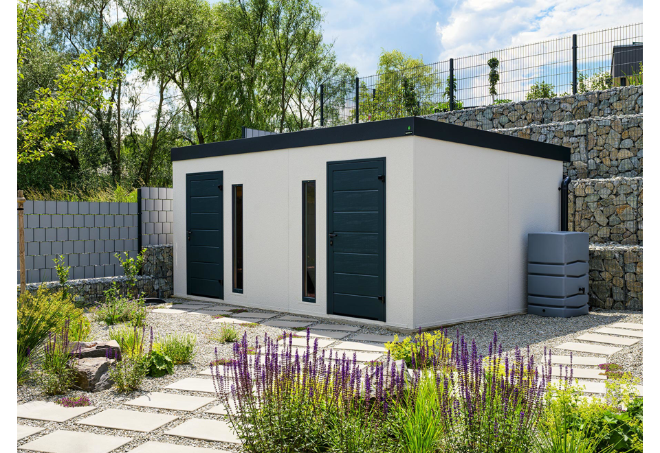 GARDEON® Gartenhaus mit zwei Türen und zwei Lichtbänder