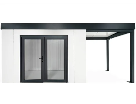 GARDEON® Gartenhaus mit zweiflügeliger Glastür und überdachtem Bereich