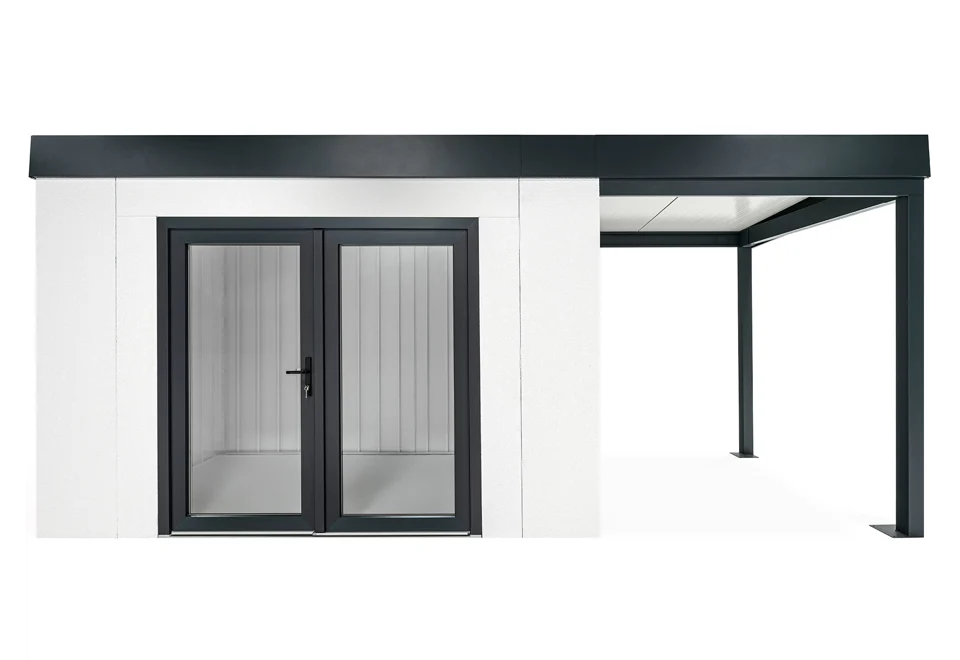 GARDEON® Gartenhaus mit zweiflügeliger Glastür und überdachtem Bereich