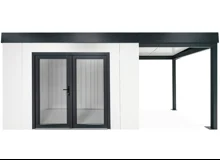 GARDEON® Gartenhaus mit zweiflügeliger Glastür und überdachtem Bereich