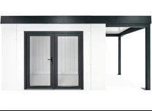 GARDEON® Gartenhaus mit zweiflügeliger Glastür und überdachtem Bereich