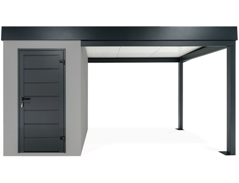 GARDEON® Mini-Gartenhaus mit Hörmann-Türen und überdachtem Bereich