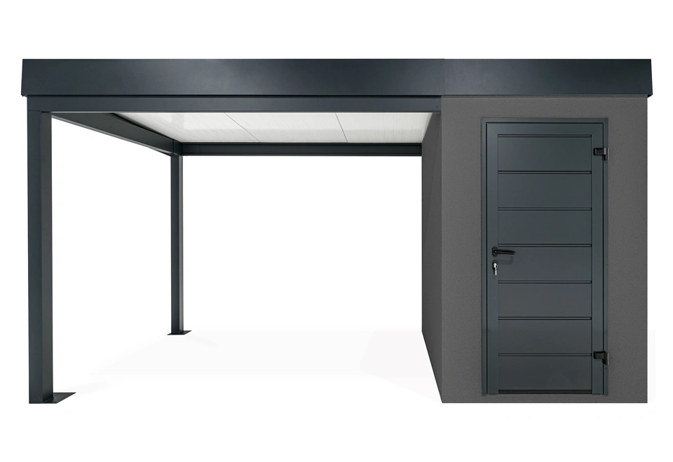 GARDEON® Mini-Gartenhaus mit Hörmann-Türen und überdachtem Bereich