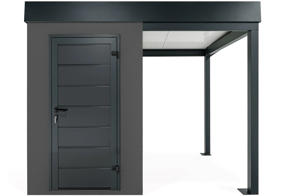 GARDEON® Mini-Gartenhaus mit Hörmann-Türen und überdachtem Bereich