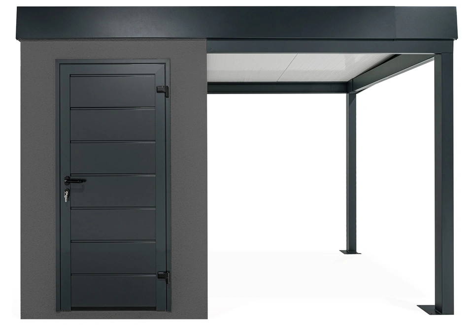 GARDEON® Mini-Gartenhaus mit Hörmann-Türen und überdachtem Bereich