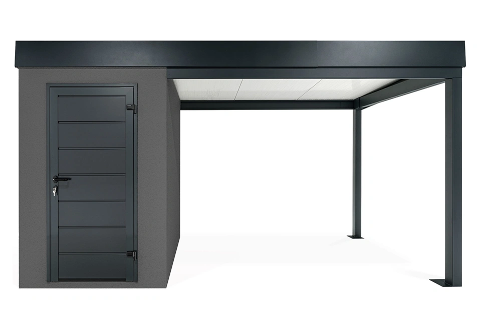 GARDEON® Mini-Gartenhaus mit Hörmann-Türen und überdachtem Bereich