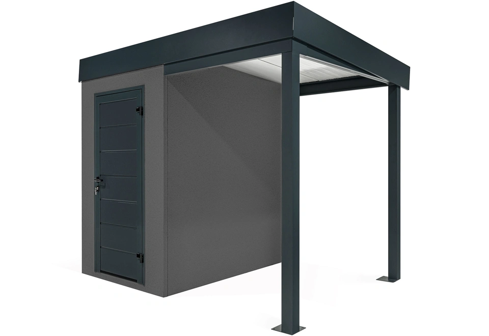 GARDEON® Mini-Gartenhaus mit Hörmann-Türen und überdachtem Bereich