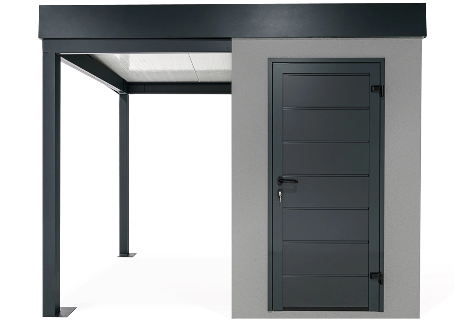 GARDEON® Mini-Gartenhaus mit Hörmann-Türen und überdachtem Bereich