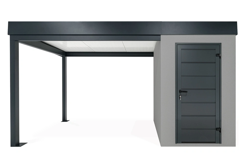 GARDEON® Mini-Gartenhaus mit Hörmann-Türen und überdachtem Bereich