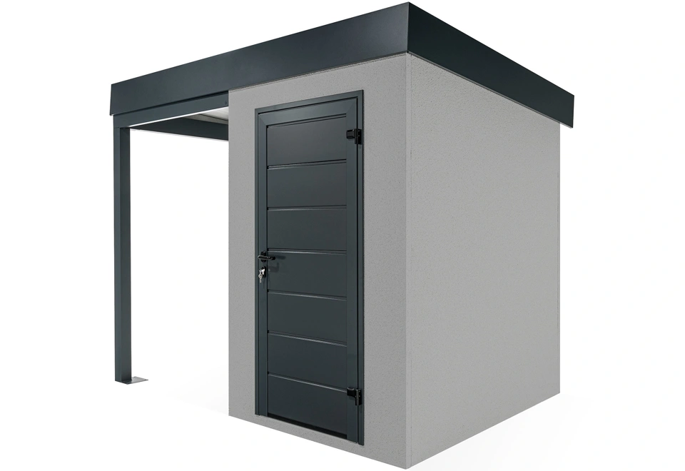 GARDEON® Mini-Gartenhaus mit Hörmann-Türen und überdachtem Bereich