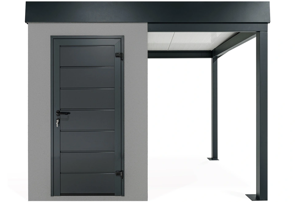 GARDEON® Mini-Gartenhaus mit Hörmann-Türen und überdachtem Bereich