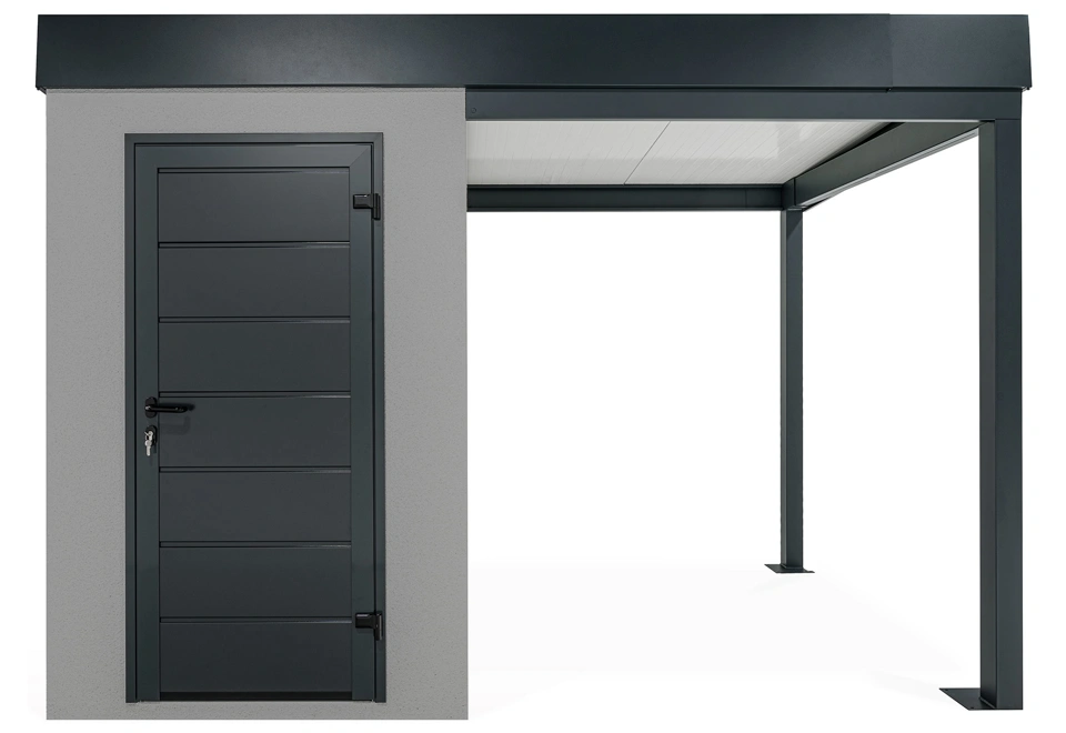 GARDEON® Mini-Gartenhaus mit Hörmann-Türen und überdachtem Bereich